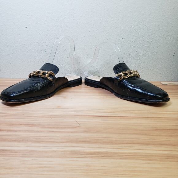 Vince Camuto Women's 8.5 Rachey Chain Link Black Leather Mule Preppy Old Money - Picture 4 of 9